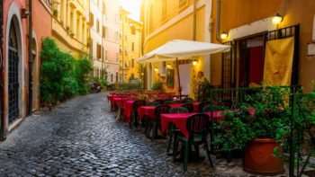 Cozy old street in Trastevere in Rome, Italy